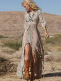 Western retro print maxi dress