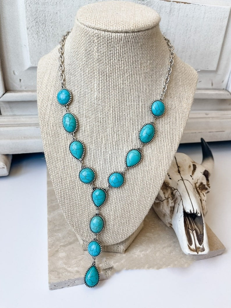 Turquoise or White Western Necklace